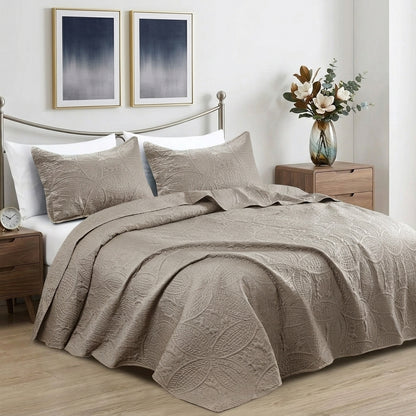 Luxury Coin Quilted Bedspread Set Soft Microfiber Coverlet All Season Bed Quilt