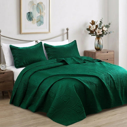 Luxury Coin Quilted Bedspread Set Soft Microfiber Coverlet All Season Bed Quilt