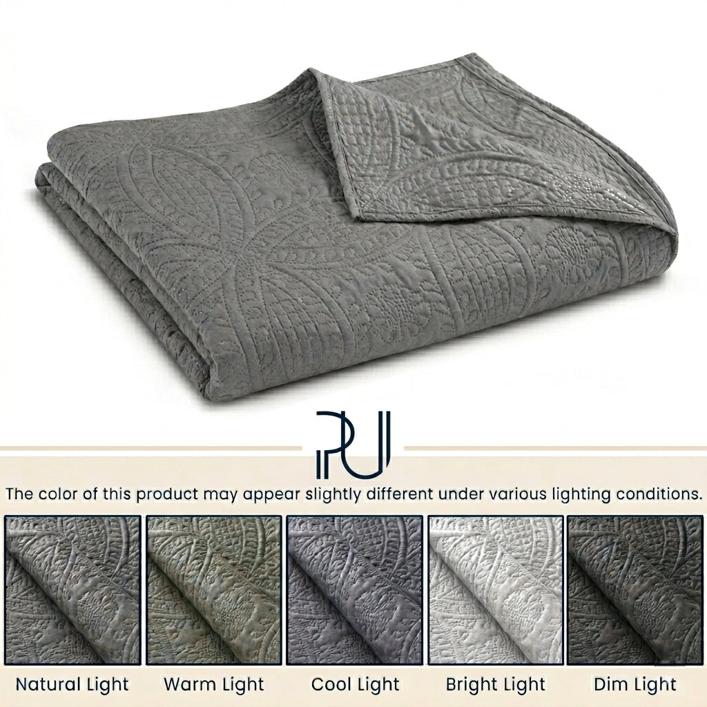 Luxury Coin Quilted Bedspread Set Soft Microfiber Coverlet All Season Bed Quilt