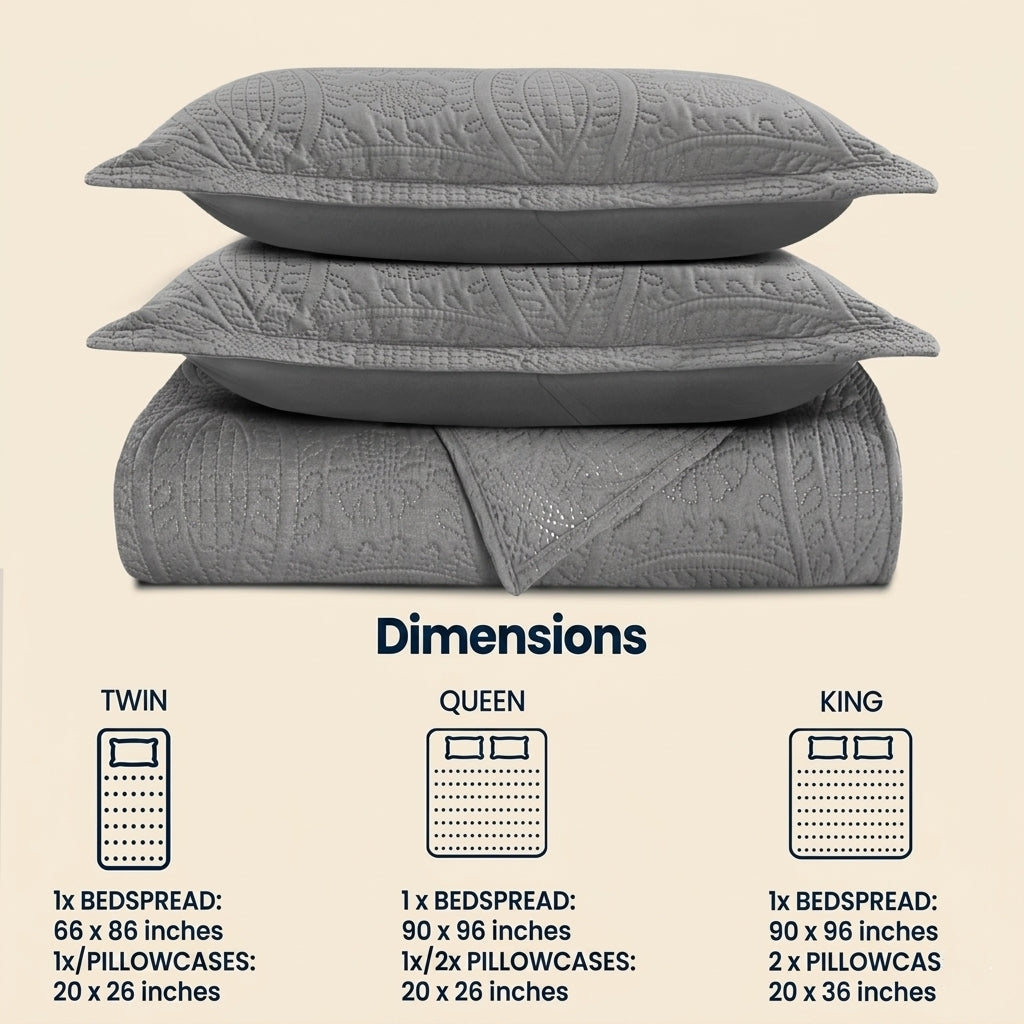 Luxury Coin Quilted Bedspread Set Soft Microfiber Coverlet All Season Bed Quilt