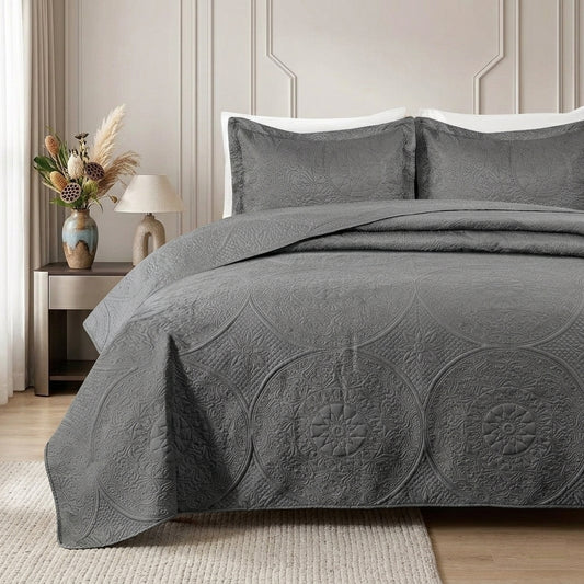 Floral Quilt Set Soft Lightweight Bedspread Premium Microfiber Coverlet Bedding
