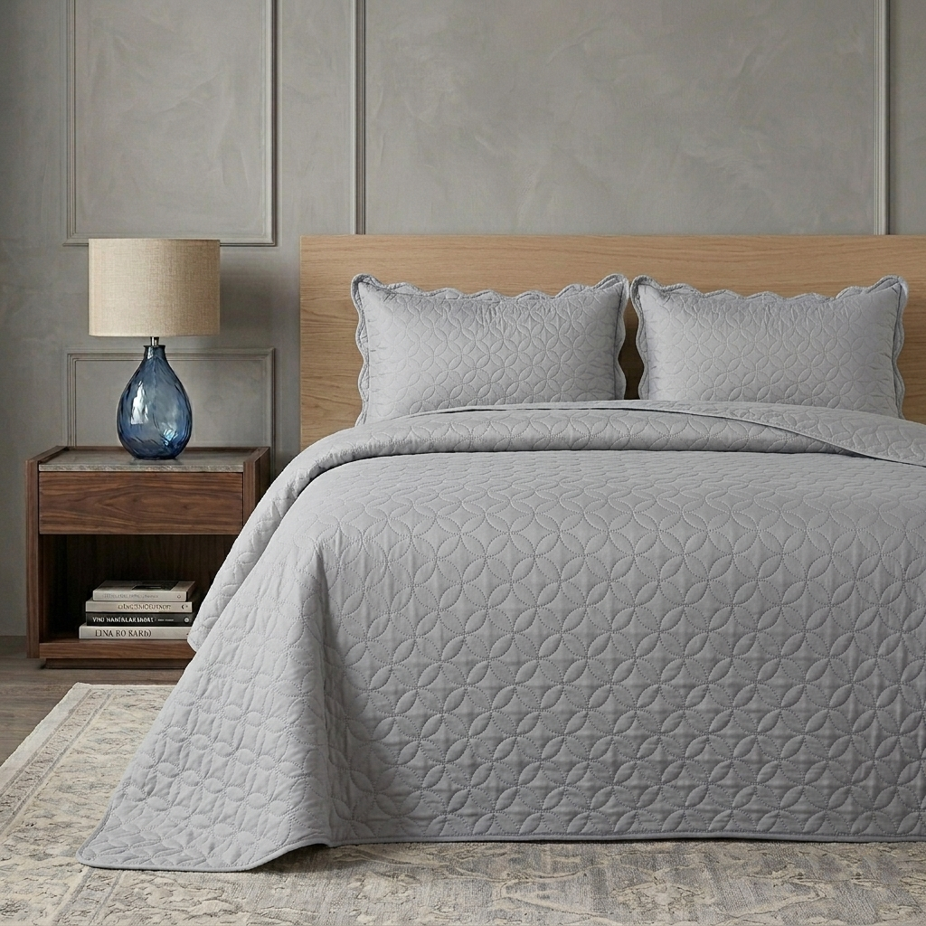 Luxury Quilted Bedspread Set Soft Microfiber Coverlet All Season Bedding Shams