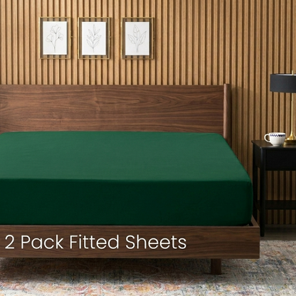 2-Pack Luxury Microfiber Fitted Sheets - Deep Pocket Soft Breathable Bed Sheets