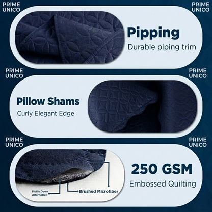 Luxury Quilted Bedspread Set Soft Microfiber Coverlet All Season Bedding Shams