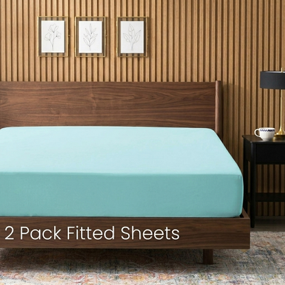 2-Pack Luxury Microfiber Fitted Sheets - Deep Pocket Soft Breathable Bed Sheets