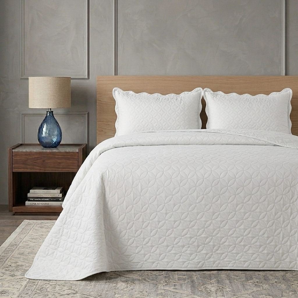 Luxury Quilted Bedspread Set Soft Microfiber Coverlet All Season Bedding Shams